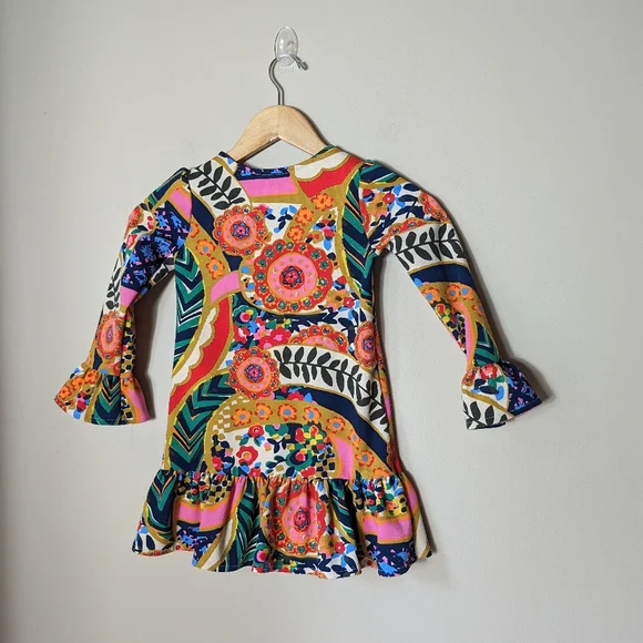 Lands' End Girls Multi Color All Over Paisley Print Ruffle Sleeve Dress size 4t - Picture 5 of 6